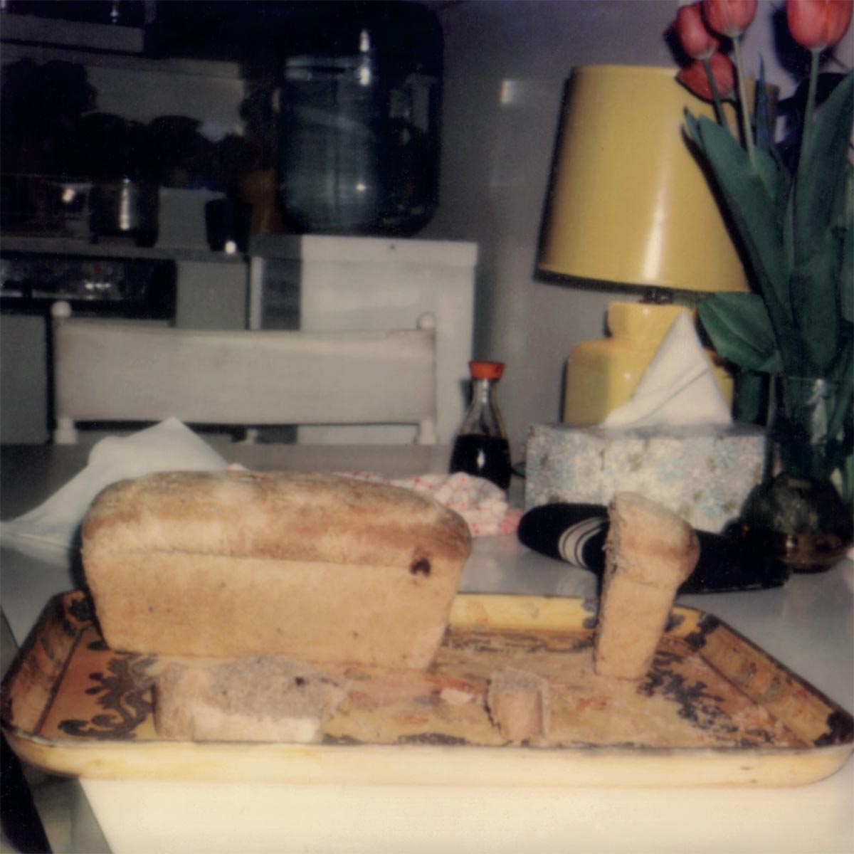 Polaroid of domestic life with the Lennons at The Dakota with John baking bread