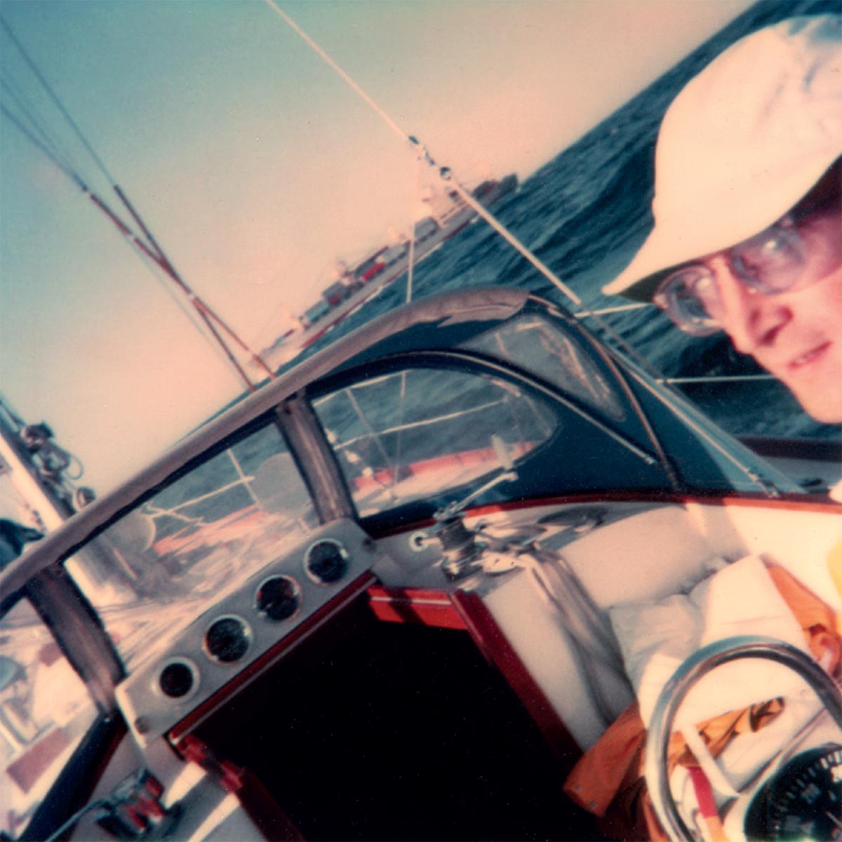 There’s no place like nowhere’: on board the forty-three foot Hinkley sloop Megan Jaye with Cap’n Hank Halsted, Tyler Coneys and his cousins Ellen and Kevin. They sailed from Newport, Rhode Island to Hamilton, Bermuda between 4-12 June, 1980.