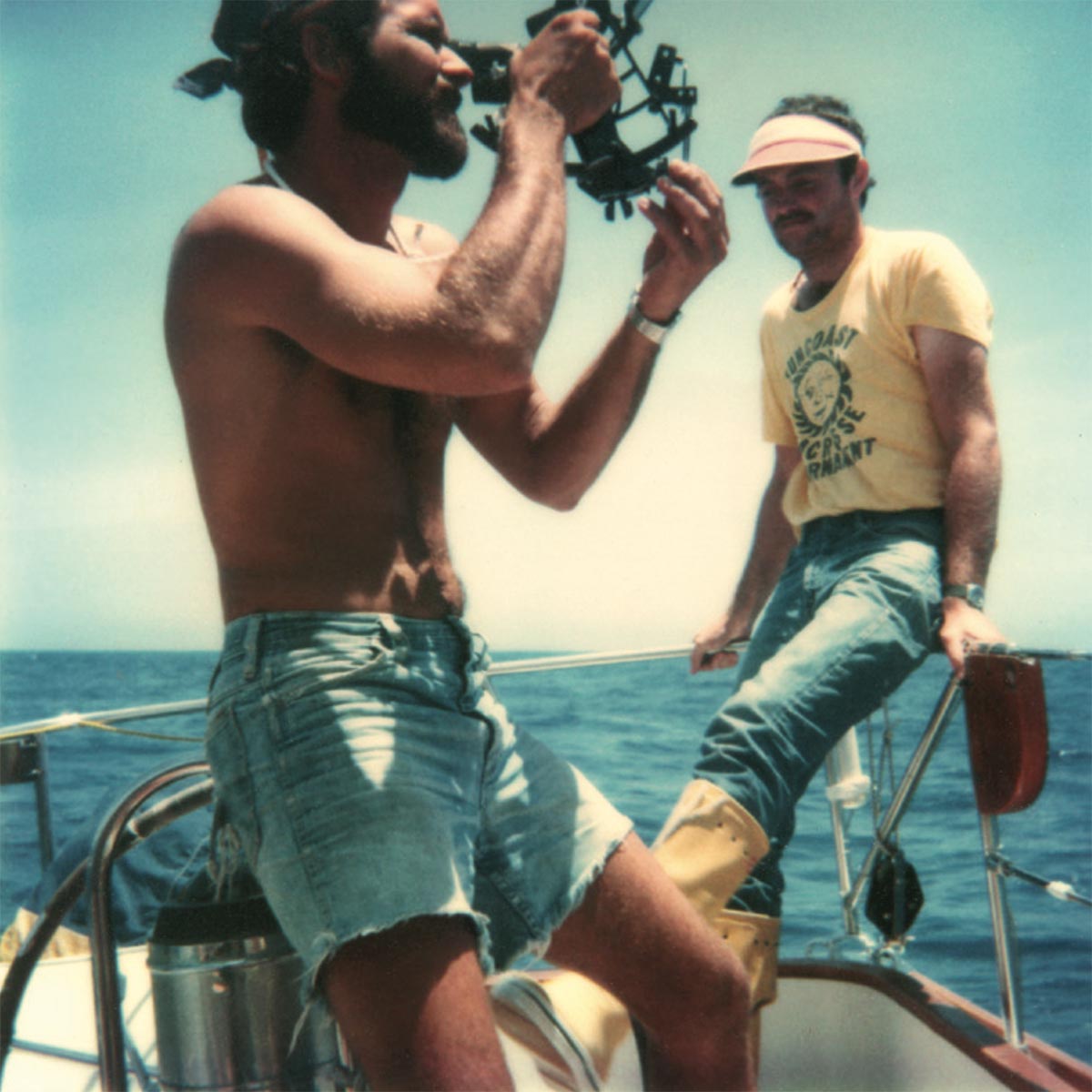There’s no place like nowhere’: on board the forty-three foot Hinkley sloop Megan Jaye with Cap’n Hank Halsted, Tyler Coneys and his cousins Ellen and Kevin. They sailed from Newport, Rhode Island to Hamilton, Bermuda between 4-12 June, 1980.